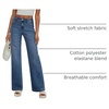 image:imageSidefeel Womens Wide Leg Jeans High Waisted Stretchy Denim Pants  Soft Cozy Denim Cute Patchwork Details Full Length Basic 5 Pockets Relaxed Fit Trendy Jeans for Daily Office Street WearBlue