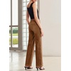 image:imageSidefeel Womens Wide Leg Jeans High Waisted Stretchy Denim Pants  Soft Cozy Denim Cute Patchwork Details Full Length Basic 5 Pockets Relaxed Fit Trendy Jeans for Daily Office Street WearBrown
