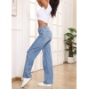image:imageSidefeel Womens Wide Leg Jeans High Waisted Stretchy Denim Pants  Soft Cozy Denim Cute Patchwork Details Full Length Basic 5 Pockets Relaxed Fit Trendy Jeans for Daily Office Street WearIceland Blue