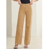 image:imageSidefeel Womens Wide Leg Jeans High Waisted Stretchy Denim Pants  Soft Cozy Denim Cute Patchwork Details Full Length Basic 5 Pockets Relaxed Fit Trendy Jeans for Daily Office Street WearKhaki