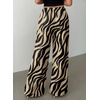image:imageSidefeel Womens Wide Leg Palazzo Pants Lightweight Breathable High Waisted Flowy Printed Pants with PocketsKhaki