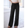 image:imageSidefeel Womens Y2K Floral Wide Leg Elastic High Waisted Baggy Jeans  Three Frayed Fower Patches Drawstring Seamed Front Raw Hem Casual Vintage Loose Fit Denim Pants for Daily Street WearBlack