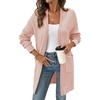 image:imageSidefeel Womens 2025 Fall Outfits Long Sleeve Open Front Cardigan Sweaters Trendy Chunky Hexagon Knit Sweaters CoatPink