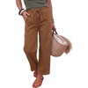 image:imageSidefeel Womens Barrel Jeans Drawstring Baggy Denim Pants Brown Size 14  Stretchy Jeans Side Seam PocketsTapered Ankle LengthHigh WaistedVertical SeamLoosefitAdjustable DrawstringCausal