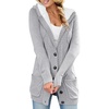 image:imageSidefeel Womens Cable Knit Fleece Lined Hood Cardigan Sweaters  Women Knit CardiganPatch PocketsButton FrontWarm Fall WinterCozy OversizedCasual WearGray