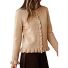 image:imageSidefeel Womens Ruffle Cropped Cardigan Sweaters  Button Down Open Front Classic Crewneck Frill Trim Relaxed Fit Soft Cozy Cardigans Versatile Knit Sweater Fall OutfitsApricot Pink