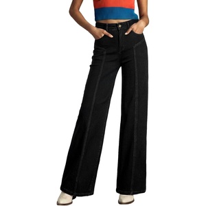 image:imageSidefeel Womens High Waisted Jeans Straight Leg Denim Pants  Soft Stretchy Jeans Full Length Practical 5Pockets Standout Front Seam Relaxed Loose Fit All Season VersatileBlack