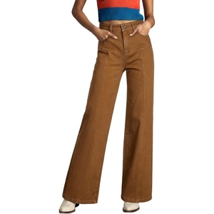 image:imageSidefeel Womens High Waisted Jeans Straight Leg Denim Pants  Soft Stretchy Jeans Full Length Practical 5Pockets Standout Front Seam Relaxed Loose Fit All Season VersatileBrown