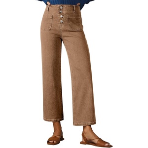 image:imageSidefeel Womens Wide Leg Jeans High Waisted Jeans  Stretchy Denim Pants Loose School Trendy Clothes Casual Work Outfits Teacher Outfits Straight LegBrown