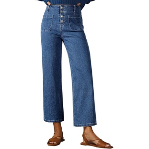 image:imageSidefeel Womens Wide Leg Jeans High Waisted Jeans  Stretchy Denim Pants Loose School Trendy Clothes Casual Work Outfits Teacher Outfits Straight LegDeepsea Blue