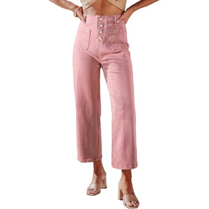 image:imageSidefeel Womens Wide Leg Jeans High Waisted Jeans  Stretchy Denim Pants Loose School Trendy Clothes Casual Work Outfits Teacher Outfits Straight LegPeach Blossom