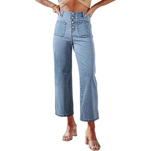 image:imageSidefeel Womens Wide Leg Jeans High Waisted Jeans  Stretchy Denim Pants Loose School Trendy Clothes Casual Work Outfits Teacher Outfits Straight LegWater Blue