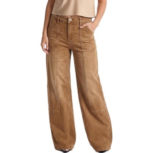 image:imageSidefeel Womens Wide Leg Jeans High Waisted Stretchy Baggy Denim Pants  Patch Slant Pockets Patchwork Full Length Boyfriend Fashion Clothing Western Outfit Country Concert OutfitsBrown