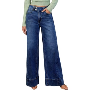 image:imageSidefeel Womens Wide Leg Jeans High Waisted Stretchy Baggy Denim PantsDark Blue