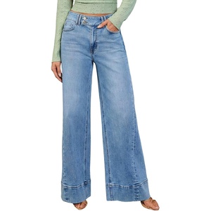 image:imageSidefeel Womens Wide Leg Jeans High Waisted Stretchy Baggy Denim PantsLight Blue