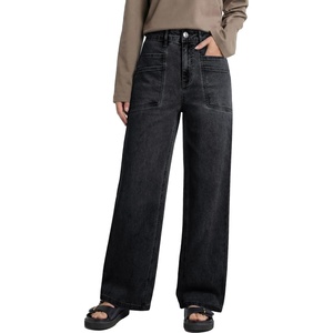 image:imageSidefeel Womens Wide Leg Jeans High Waisted Stretchy Baggy Trendy Denim PantsBlack