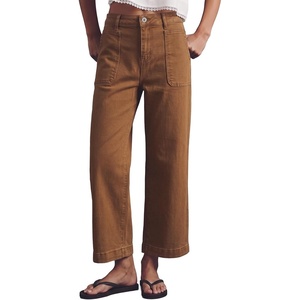 image:imageSidefeel Womens Wide Leg Jeans High Waisted Stretchy Straight Leg Trendy Loose Ankle Denim Pants with Patch PocketsBrown