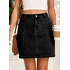 image:imageSidefeel Womens Cargo Pocket Straight Denim Skirt  Above Knee Length CasualPatch PocketsHigh WaistedStretch DenimCasual WearBlack