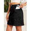 image:imageSidefeel Womens Cargo Pocket Straight Denim Skirt  Above Knee Length CasualPatch PocketsHigh WaistedStretch DenimCasual WearBlack