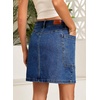 image:imageSidefeel Womens Cargo Pocket Straight Denim Skirt  Above Knee Length CasualPatch PocketsHigh WaistedStretch DenimCasual WearDark Blue