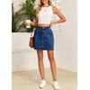 image:imageSidefeel Womens Cargo Pocket Straight Denim Skirt  Above Knee Length CasualPatch PocketsHigh WaistedStretch DenimCasual WearDark Blue