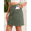 image:imageSidefeel Womens Cargo Pocket Straight Denim Skirt  Above Knee Length CasualPatch PocketsHigh WaistedStretch DenimCasual WearGreen