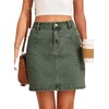 image:imageSidefeel Womens Cargo Pocket Straight Denim Skirt  Above Knee Length CasualPatch PocketsHigh WaistedStretch DenimCasual WearGreen