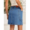 image:imageSidefeel Womens Cargo Pocket Straight Denim Skirt  Above Knee Length CasualPatch PocketsHigh WaistedStretch DenimCasual WearLight Blue