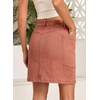 image:imageSidefeel Womens Cargo Pocket Straight Denim Skirt  Above Knee Length CasualPatch PocketsHigh WaistedStretch DenimCasual WearMineral Red