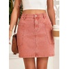 image:imageSidefeel Womens Cargo Pocket Straight Denim Skirt  Above Knee Length CasualPatch PocketsHigh WaistedStretch DenimCasual WearMineral Red