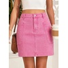 image:imageSidefeel Womens Cargo Pocket Straight Denim Skirt  Above Knee Length CasualPatch PocketsHigh WaistedStretch DenimCasual WearRose Red