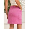 image:imageSidefeel Womens Cargo Pocket Straight Denim Skirt  Above Knee Length CasualPatch PocketsHigh WaistedStretch DenimCasual WearRose Red