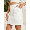 image:imageSidefeel Womens Cargo Pocket Straight Denim Skirt  Above Knee Length CasualPatch PocketsHigh WaistedStretch DenimCasual WearWhite