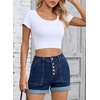 image:imageSidefeel Womens High Waisted Button Fly Jean Shorts  Soft Stretch Denim Shorts Practical Jorts with Pockets Rolled Hem 335 Inseam Cute Summer Outfits Casual Daily WearDeep Blue