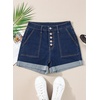 image:imageSidefeel Womens High Waisted Button Fly Jean Shorts  Soft Stretch Denim Shorts Practical Jorts with Pockets Rolled Hem 335 Inseam Cute Summer Outfits Casual Daily WearDeep Blue