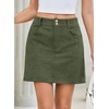 image:imageSidefeel Womens High Waisted Corduroy Skirts  Elastic Waist Double Button Closure Tummy Control Mini Length Pockets Skirts with Builtin Shorts Warm and CozyGreen