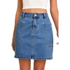 image:imageSidefeel Womens Cargo Pocket Straight Denim Skirt  Above Knee Length CasualPatch PocketsHigh WaistedStretch DenimCasual WearLight Blue