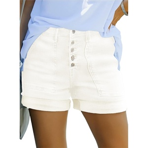 image:imageSidefeel Womens High Waisted Button Fly Jean Shorts  Soft Stretch Denim Shorts Practical Jorts with Pockets Rolled Hem 335 Inseam Cute Summer Outfits Casual Daily WearCream White