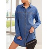 image:imageSidefeel Womens Collared Denim Dress Casual Long Sleeve Button Down Jean Shirt Dresses with PocketsLight Blue