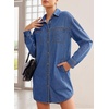 image:imageSidefeel Womens Collared Denim Dress Casual Long Sleeve Button Down Jean Shirt Dresses with PocketsLight Blue