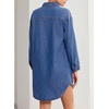 image:imageSidefeel Womens Collared Denim Dress Casual Long Sleeve Button Down Jean Shirt Dresses with PocketsLight Blue