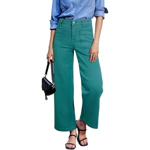 image:imageSidefeel Wide Leg Jeans for Women High Waisted Stretchy Ankle Denim Pants  Soft Comfy Denim Jeans Four Patch Pockets with Distressed Details Up to 28 Inseam Versatile Outfits for Casual VacationsLake Green