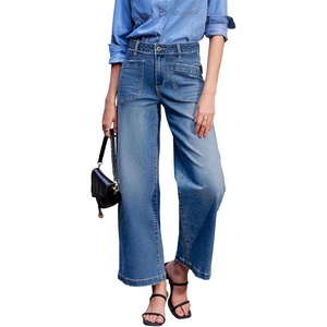 image:imageSidefeel Wide Leg Jeans for Women High Waisted Stretchy Ankle Denim Pants  Soft Comfy Denim Jeans Four Patch Pockets with Distressed Details Up to 28 Inseam Versatile Outfits for Casual VacationsSky Blue