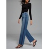 image:imageSidefeel Womens Baggy Jeans High Waisted Stretchy Wide Leg Jeans Color Block Patchwork Barrel Loose Denim PantsLight Blue
