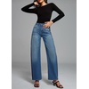 image:imageSidefeel Womens Baggy Jeans High Waisted Stretchy Wide Leg Jeans Color Block Patchwork Barrel Loose Denim PantsLight Blue