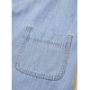 image:imageSidefeel Womens Denim Dress Casual A Line Trendy Mini Jean Dress  Lapel Collar Partial Button Placket Short Cuffed Sleeves Patch Pockets Above Knee Trendy Lightweight Summer Shirt DressIceland Blue