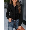 image:imageSidefeel Womens Denim Shirt Fall Jean Blouses Tops  Ruffled Edge V Neck Long Sleeve Business Casual Outfits Ladys Fashion Clothes for Spring Summer Fall Teacher OutfitsBlack