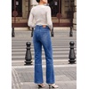 image:imageSidefeel Womens High Waisted Bootcut Jeans Stretch Denim Pants  Flare Jeans with PocketsSlim FitSoft Stretch FabricCasualRetroKnee Panel SeamAll Season WearDark Blue