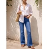 image:imageSidefeel Womens High Waisted Bootcut Jeans Stretch Denim Pants  Flare Jeans with PocketsSlim FitSoft Stretch FabricCasualRetroKnee Panel SeamAll Season WearDark Blue