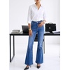 image:imageSidefeel Womens High Waisted Bootcut Jeans Stretch Denim Pants  Flare Jeans with PocketsSlim FitSoft Stretch FabricCasualRetroKnee Panel SeamAll Season WearDark Blue